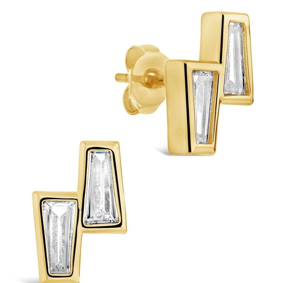 14K Gold Plated Geometric Stud Earrings - Picture 1 of 4